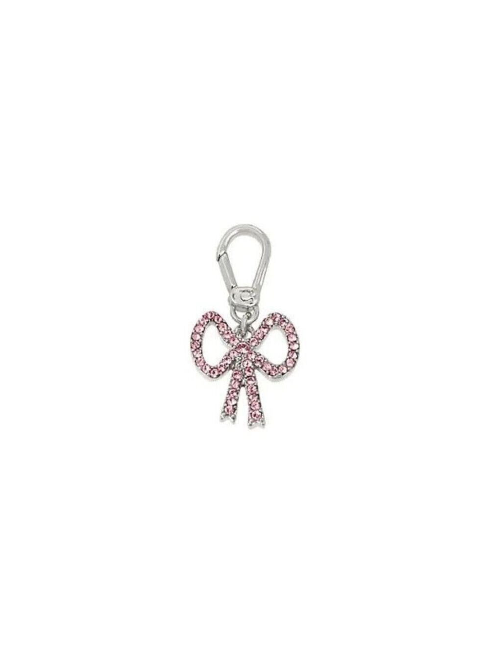 COACH Silvertone & Pink Swarovski Crystal Collectible Bow Charm
